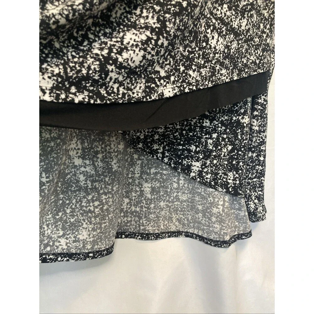 Ellen Tracy Dress Midi L Womens Black White Hi Low Hem Slip Over Asymmetrical - Picture 4 of 9